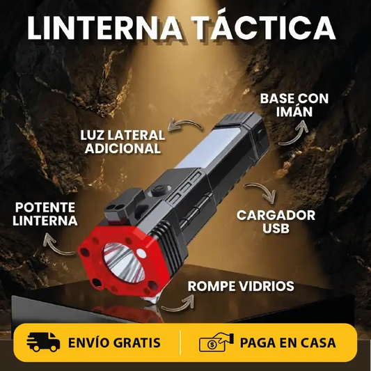 Linterna Táctica Multifuncional 4 en 1